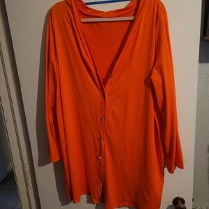 SHEIN Vibrant Orange Button-Down Cardigan
